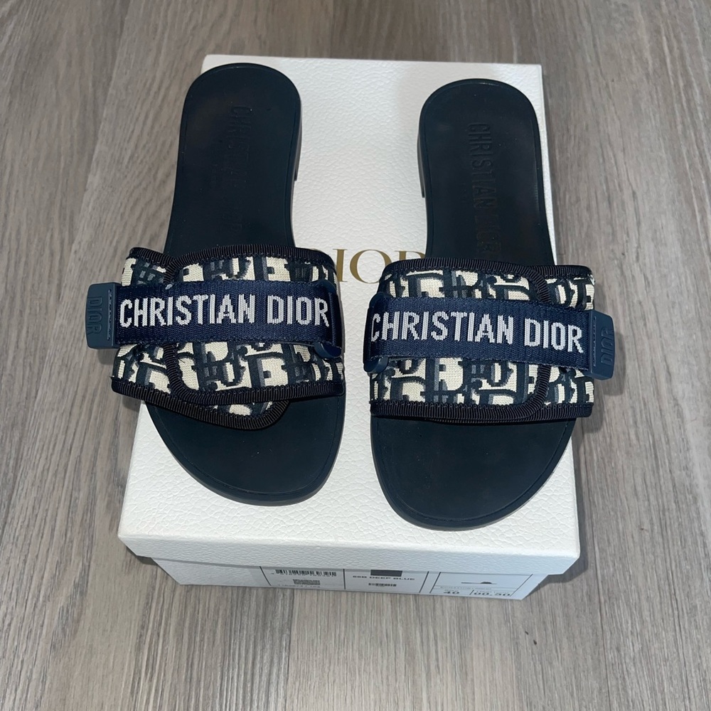 Dior Black , navy, and White Sandals